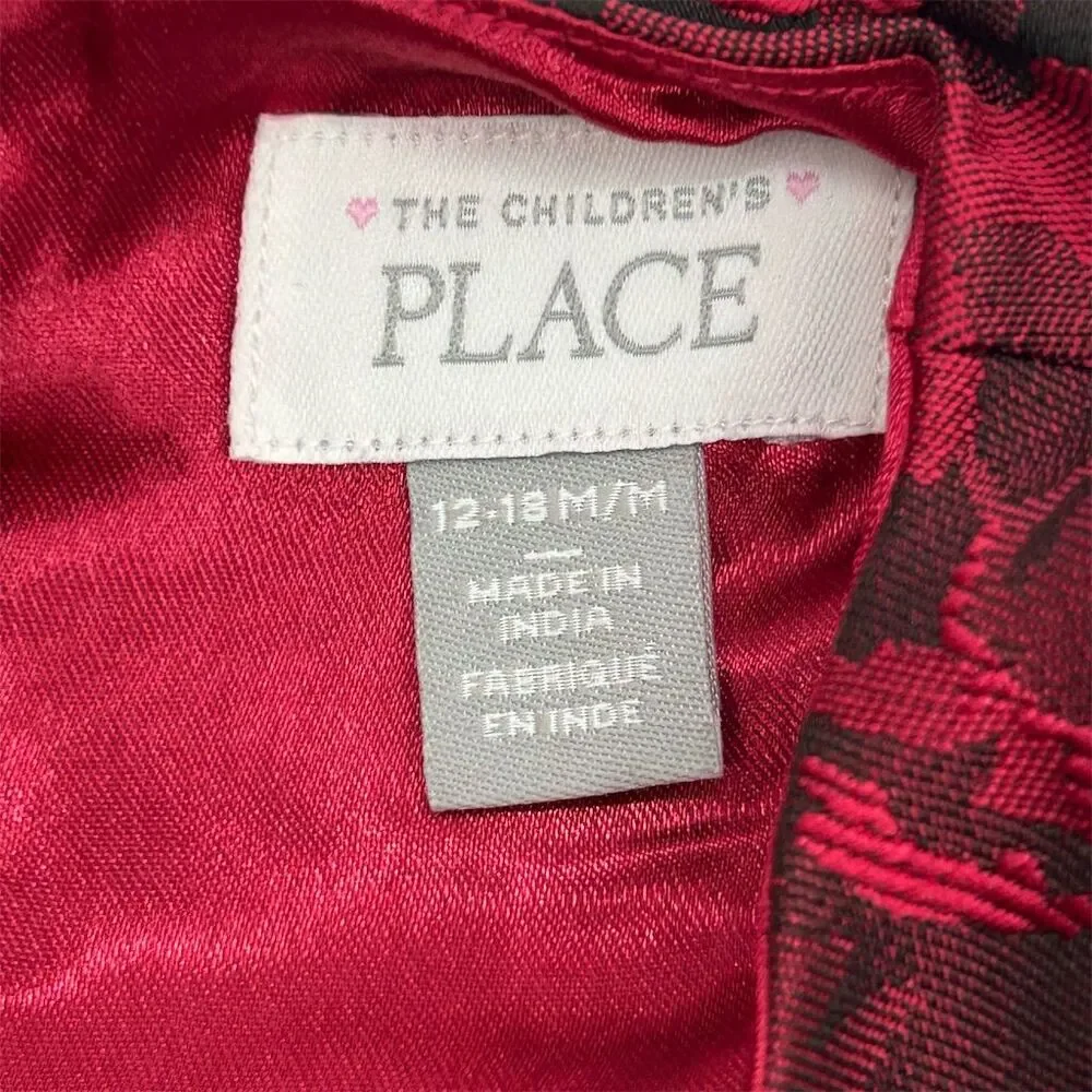 The Children's Place Girls Red Floral Holiday Dress Size 12-18M